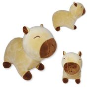 Capivara de Pelúcia Bege Capilú Plush Fizzy Toys Macia e Fofa com Selo Inmetro para Presentear