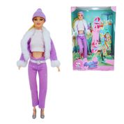 Boneca Esquiadora Fashion Lilás com Acessórios Pica Pau Brinquedos para Brincar e Colecionar