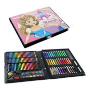 Estojo Maleta Escolar Pintura Infantil 150 Peças Princesa