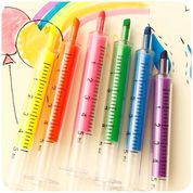 Kit 6 Caneta E Marca Texto Seringa Medicina Enfermagem -