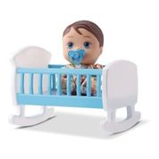 Boneca Little Dolls Com Bercinho Menino Azul E Chupeta