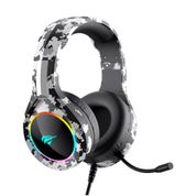 Fone de Ouvido Headset Gamer Havit H2232d Rgb Camuflado Preto Cinza