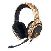 Fone de Ouvido Headset Gamer Led Usb Cor Camuflado Marrom