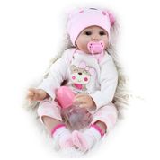 Bebê Recém-Nascido Newborn,Boneca Realista CHAREX Lucy, 56 cm, Bebê Reborn com Vinil Macio Ponderado, Cabelo Macio e Rosto Adorável