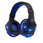 Fone de Ouvido Gamer com Fio Over-ear Cor Preto Azul Knup 397