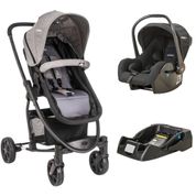 CARRINHO PRIMA MELANGE GRAFITE + BEBE CONFORTO CASULO CLICK PRETO (415) + BASE - KIDDO
