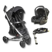 CARRINHO DE BEBE HELIOS II MELANGE PRETO + BEBE CONFORTO CASULO CLICK (415H) + BASE ISOFIX - KIDDO