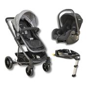 CARRINHO WINNER II PRETO/CINZA + BEBE CONFORTO CASULO CLICK PRETO (415WPP) + BASE ISOFIX - KIDDO