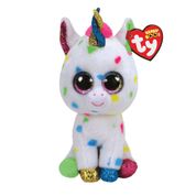 Bicho de Pelúcia Ty Beanie Boo's Unicórnio Harmonie Toyng Colorido com Chifre Brilhante e Maciez Incrível