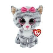 Bicho de Pelúcia Ty Beanie Boo's Gata Cinza Kiki Toyng Original com Olhos Brilhantes e Lacinho