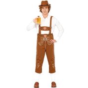 Fantasia Alemão Adulto Masculina Oktoberfest de Luxo Marrom Bordado