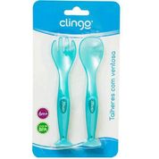 Kit Colher e Garfo Infantil Cabo com Ventosa Clingo