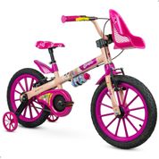 Bicicleta Barbie Infantil 5 anos Com rodinhas Nathor Aro 16