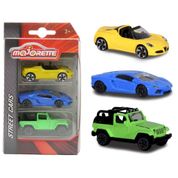 Pack 3 Miniaturas Street Cars A - Alfa Romeo 4C Spider, Lamborghini Aventador, Jeep Wrangler - 1/64 - Majorette