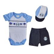 Conjunto Bebê Grêmio Body Shorts e Boné Oficial