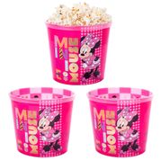 Kit 3 Baldes de Pipoca Minnie Rosa Pote 2L Original Lembrança de Festa
