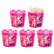 5 Potes de Pipoca Minnie Rosa Balde 2L para Festa Infantil Decoração e Lembrança