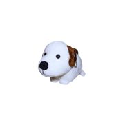 Chaveiro de Pelúcia Plush Cachorrinho Branco com Orelhas Marrons – Macio e Fofo para Mochila