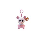 Chaveiro Bicho de Pelúcia Ty Beanie Boos Rato Nina 51534 Original com Saia Rosa e Glitter