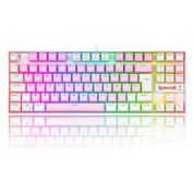 Teclado Mecânico Gamer Redragon Kumara, RGB, Switch Blue, ABNT2, Rosa e Branco