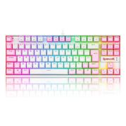 Teclado Mecânico Gamer Redragon Kumara, Switch Brown, RGB, ABNT2, Branco e Rosa