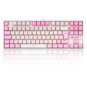 Teclado Mecânico Gamer Redragon Single Color Kumara, Switch Blue, ABNT2, Branco e Rosa