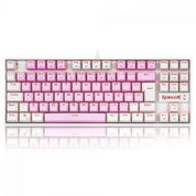 Teclado Mecânico Gamer Redragon Kumara, Switch Blue, LED Red, ABNT2, Rosa e Branco