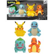 Pack c/ 4 Bonecos de Vinil 10 cm - Pikachu Charmander Bubasaur Squirtle - Pokémon Select - Jazwares