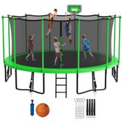 Cama Elastica Capacidade até 700 kg com Cesta de Basquete, Jump Into Fun, Verde