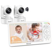 Babá Eletrônica com Tela de 15 cm, 2 Câmeras, Áudio, Bateria de 30h, Controle Remoto, Visão Panorâmica e 150 Idiomas,Blemil