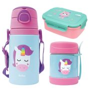 KIT GARRAFINHA TÉRMICA + POTE TÉRMICO + BENTO BOX BUBA ZOO UNICORNIO - BUBA