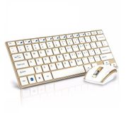 Kit Teclado e Mouse Wireless Sem Fio Ultra Slim BM-3910 Dourado