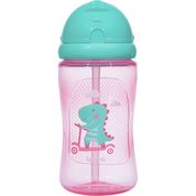 Garrafinha com Canudo Retrátil Dino 340ml - Buba Rosa 13774