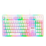 Teclado Gamer com Fio Membrana Redragon K509WP-RGB Dyaus 2 Cor Branco com Rosa