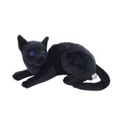 Gato de Pelúcia Realista Deitado 40cm Preto com Olhos Azuis e Toque Macio Fizzy Toys