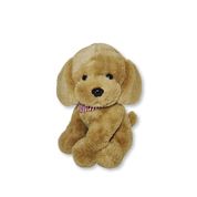 Cachorro de Pelúcia Poodle Marrom Fofy Toys com Bandana Listrada Fofo e Macio 23cm