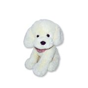 Cachorro de Pelúcia Poodle Branco Fofy Toys com Bandana Listrada Fofo e Macio 23cm
