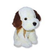 Cachorro de Pelúcia Sentado Poodle Creme com Orelhas Marrons 33cm - Fofy Toys Macio e Fofo