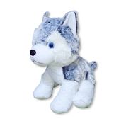 Cachorro de Pelúcia Realista Husky Fofy Toys Cinza e Branco com 37cm de Altura Antialérgico