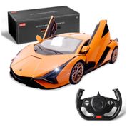 Carrinho de Controle Remoto Lambo Sian FKP Escala 1:14 para Adultos e Crianças, BEZGAR, Laranja