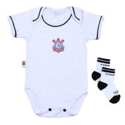 Kit Bebê Corinthians 2 Peças Com Body e Meia Oficial