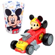 Kit 2 em 1 Carrinho do Mickey Fantastic Cars de Fricção 13cm +Copo Infantil Original