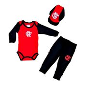 Kit Conjunto Flamengo Body Calça e Boné Oficial