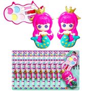 Kit 10 Estojos de Maquiagem Infantil Sereia Brinquedo para Lembrancinha Festa Prenda