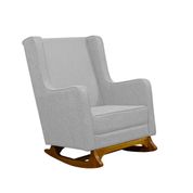 Poltrona de Amamentação Balanço Diana com Puff Veludo Cinza - LG Decor Baby