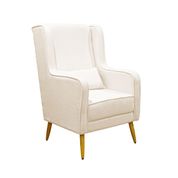 Poltrona de Amamentação Pé Palito Eduarda com Puff Linho Bege - LG Decor Baby