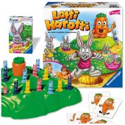 Jogo de tabuleiro Ravensburger Lotti Karotti para diversão em família - Para 2 a 4 participantes - Indicado a partir de 4 anos - Com cartas Quarteto