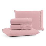 Jogo Cama Lençol Bali Casal Padrão Percal 180 Fios 100% Algodão Ponto Palito 4 Peças - Rosa