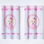 Cortina Kids Infantil Varão Tecido Oxford 2,00m X 1,30m - Ursinha Rosa