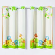 Cortina Kids Infantil Varão Tecido Oxford 2,00m X 1,30m - Bichinhos Safari Verde